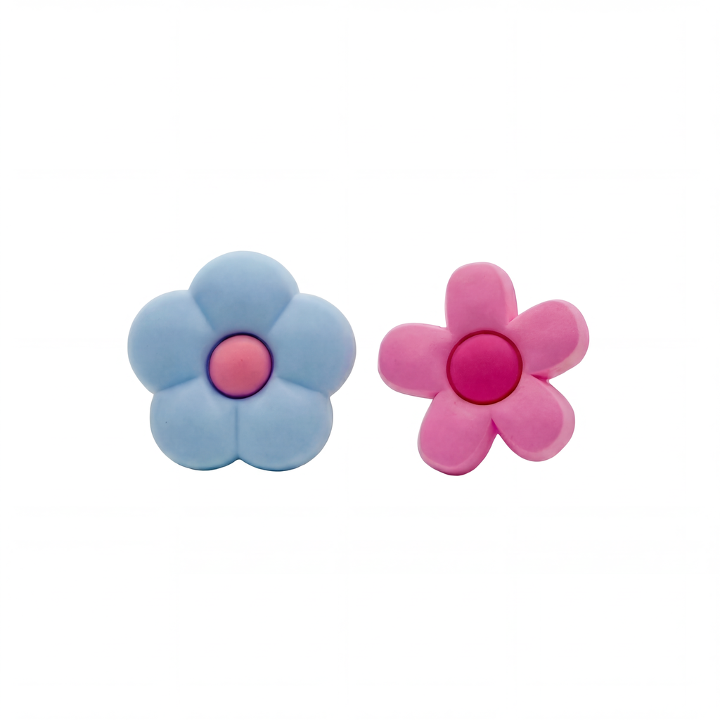 BLUE PINK FLOWERS - CHARMS SET (Set of 2)